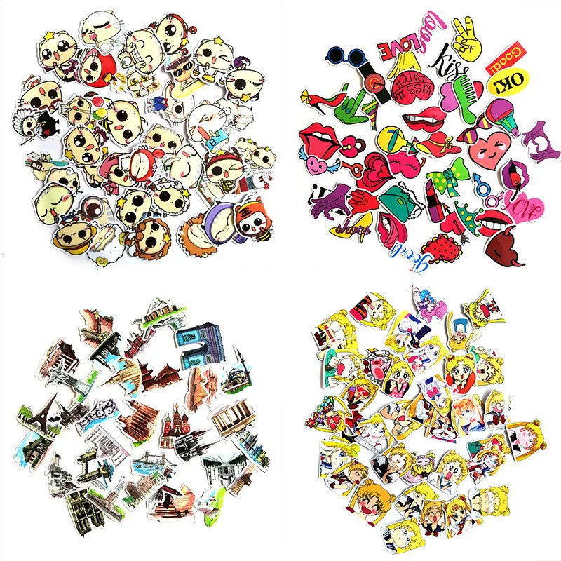 

6 Style Kawaii Cartoon DIY Scrapbooking Stickers Sailor Moon Flower Decal for Phone Laptop Notebook Diary Sticker 36 pcs
