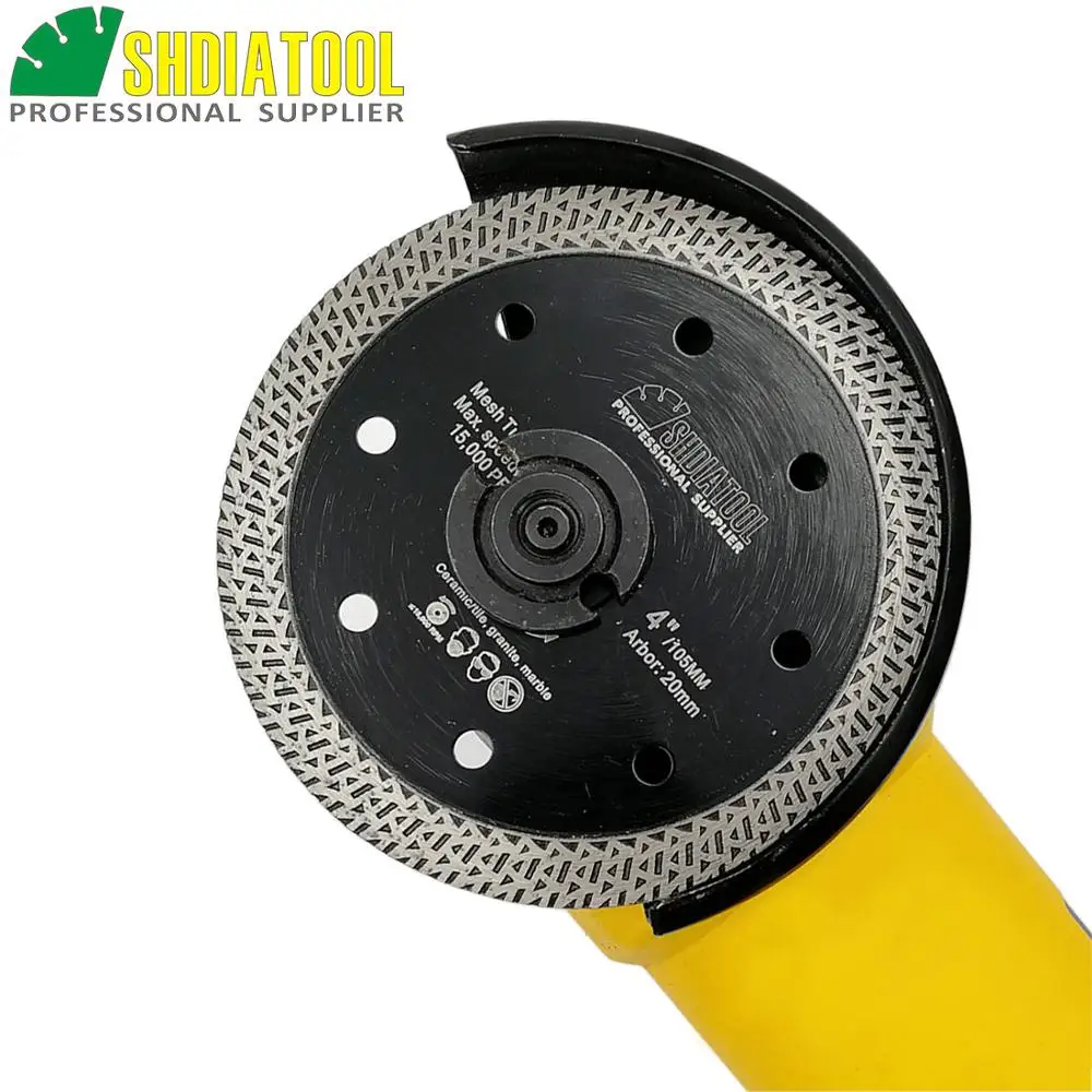 SHDIATOOL 2pcs Diameter 4"/105mm Hot-pressed Sintered Diamond Cutting Disc Mesh Turbo Blade Rim Segment Saw Blade Diamond Wheel
