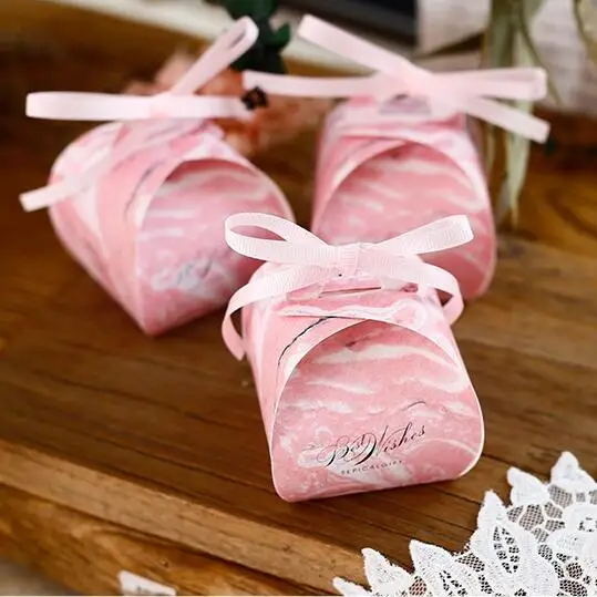 

100 Pcs Unicorn Leaves Marble Style Wedding Favors Candy Boxes Chocolate Box Party Supplies Gift Box Bomboniera Sachet