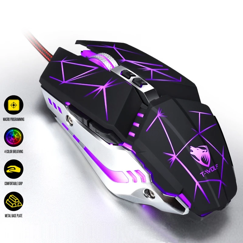 

Pro Gaming Mouse 3200DPI LED Balcklit Optical USB Wired Computer Mouse Game Mice Gamer Mouse Ergonomic Mause For Laptop PC
