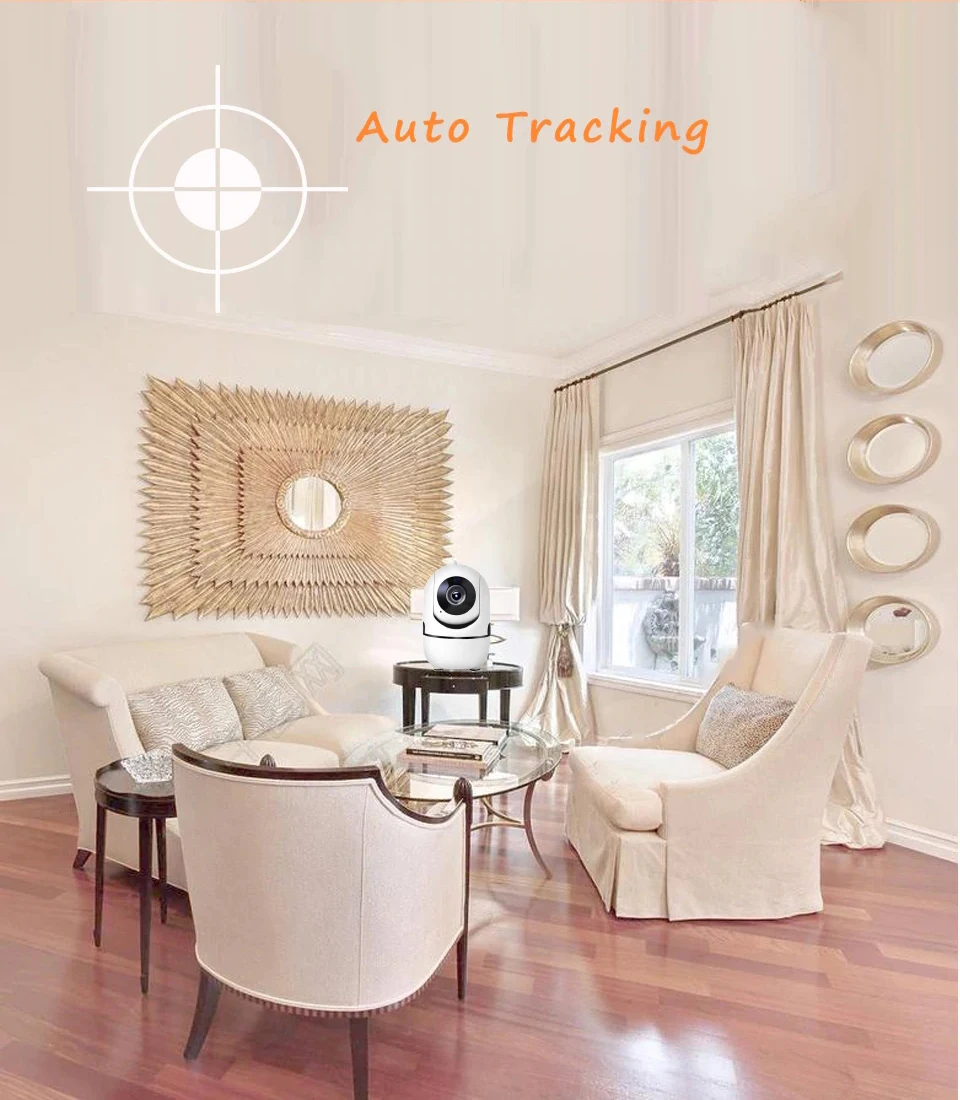 1080P Full HD Wireless Smart PTZ IP Camera with WIFI Cloud Recording Auto-Tracking Monitoring for Moving Objects Free APP Alarm_F1