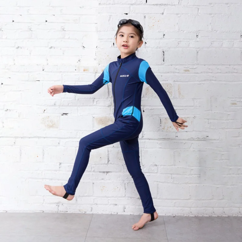

1 Pc Long Sleeves Kid Wetsuits Siamese Diving Suit For Boys And Girls Sunscreen Rash Guard Polyester And Spandex