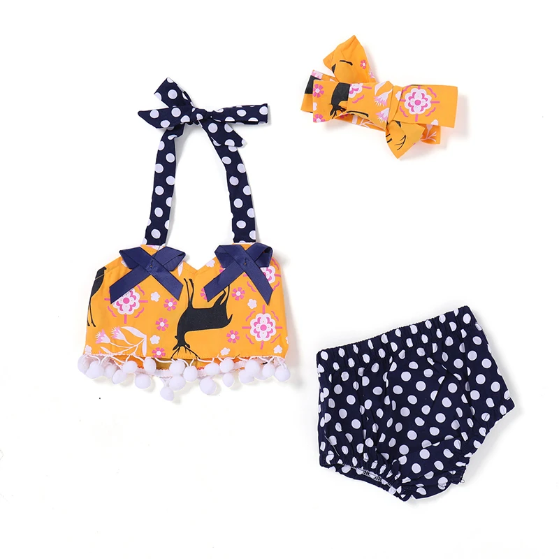 

2019 Summer Baby Girls Swim wear Three Pieces Bikini Swimwear Floral Swimsuit Girls Top Shorts Toddler Girl Newborn Swimwear