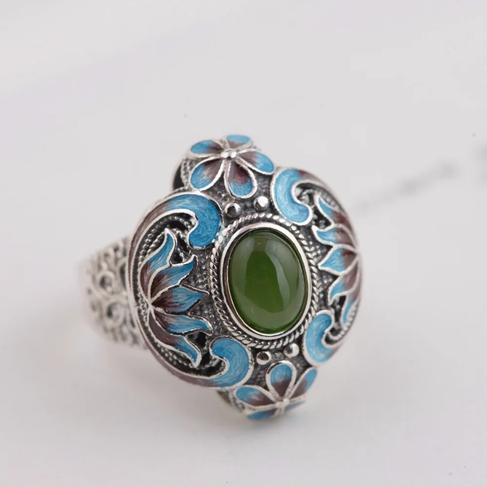 Retro Ethnic Female Ring Real 925 Sterling Silver Ring Vintage Pure Handmade Jasper Silver Ring Lady Original Jewelry Wholesale цена Retro Ethnic Female Ring Real 925 Sterling Silver Ring Vintage Pure Handmade Jasper Silver Ring Lady Original Jewelry Wholesale цены онлайн