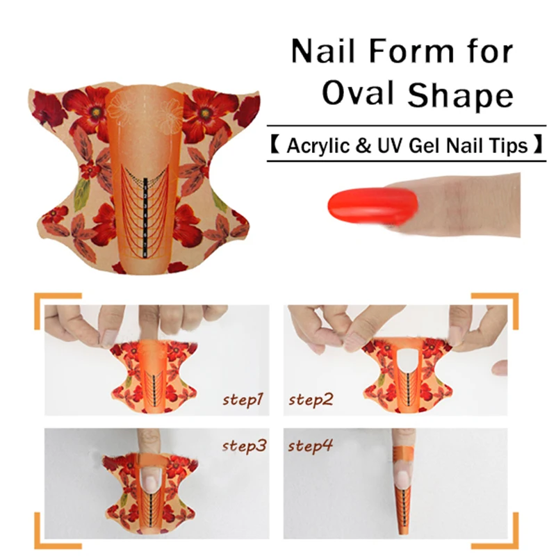 

100Pcs/roll Oval Shape Adhesive Nail Form For Acrylic/UV Gel Nail Extension Tips Nail Art Beauty Tool Stickers