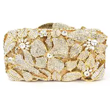 Бриллиантовая вечерняя сумка-клатч со стразами сумка розовые лепестки зеленые листья красное вино цветок кристалл сумка подарок Свадебная сумка 88366