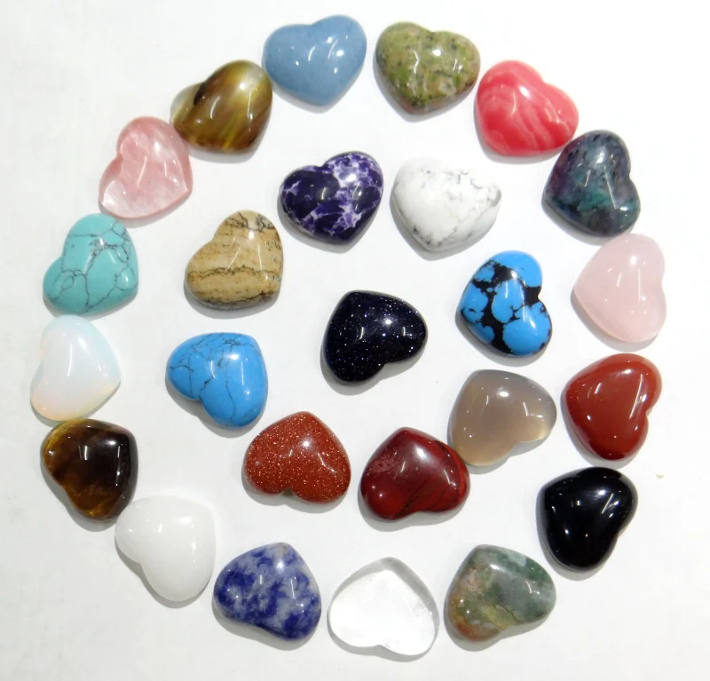

wholesale 50pcs Heart-shaped beads No Hole cab cabochons crystal agates stone bead 15x18mm For DIY Making Jewelry accessories