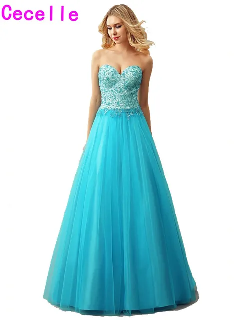 Tulle Puffy Prom Dresses with Turquoise