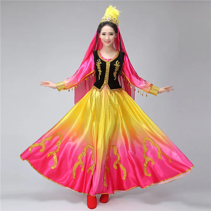 

Xinjiang Uygur Chinese dance clothing square dance costume big pendulum dress women's clothing princess clothes
