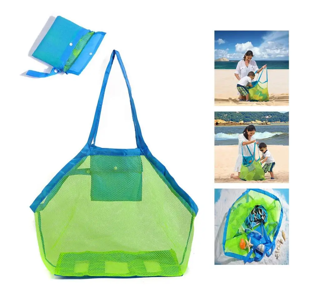 

Beach Mesh Tote Bag Beach Toys Organizer Storage Bags Sand Away for Holding Beach Toys Children’ Toys Market Grocery Picnic Tote