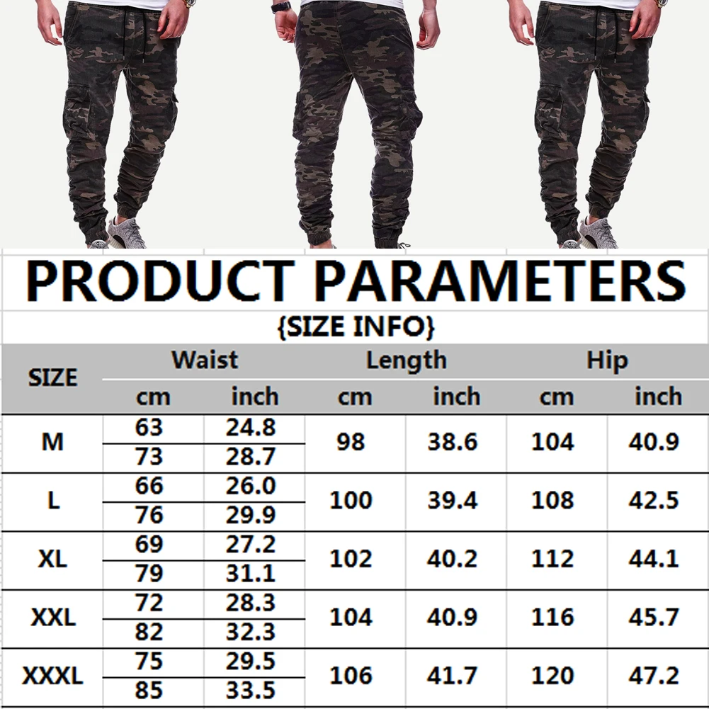 Хит, мужские брюки-карго с эластичной резинкой на талии, для бега, для работы, длинные штаны, камуфляжные штаны, Прямая поставка