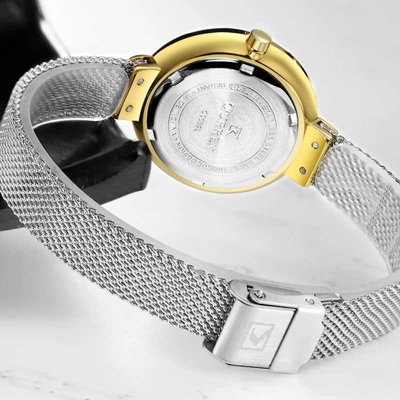 Креативные Часы с циферблатом, женские кварцевые часы CURREN, женские наручные часы со стальной сеткой, женские часы с браслетом, женские часы bayan kol saati