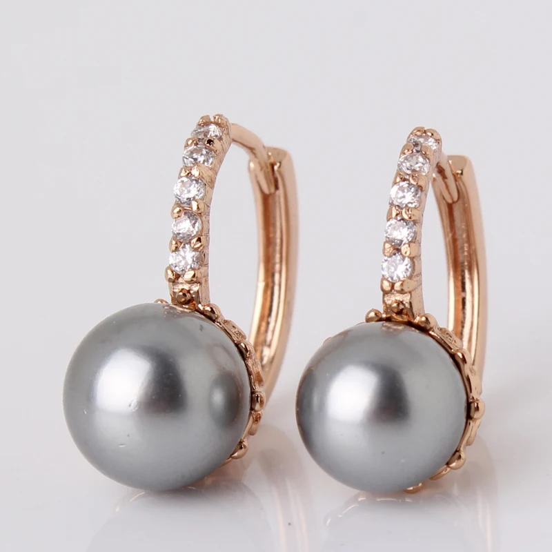 GULICX модные круглые серьги-кольца с кристаллами циркония золотого цвета, свадебные серьги с белым/серым жемчугом для женщин E137