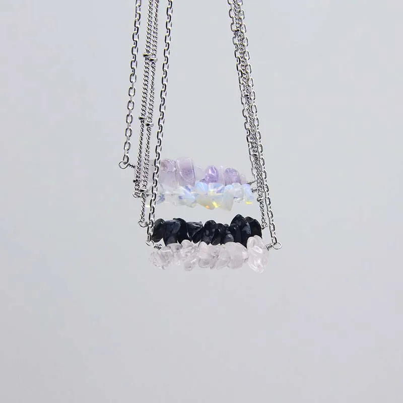 

Chic Multicolor Opal Stone Choker Necklaces Fashion Silver Color Chain Crystal Necklace for Women Jewelry Short Chockers Collar