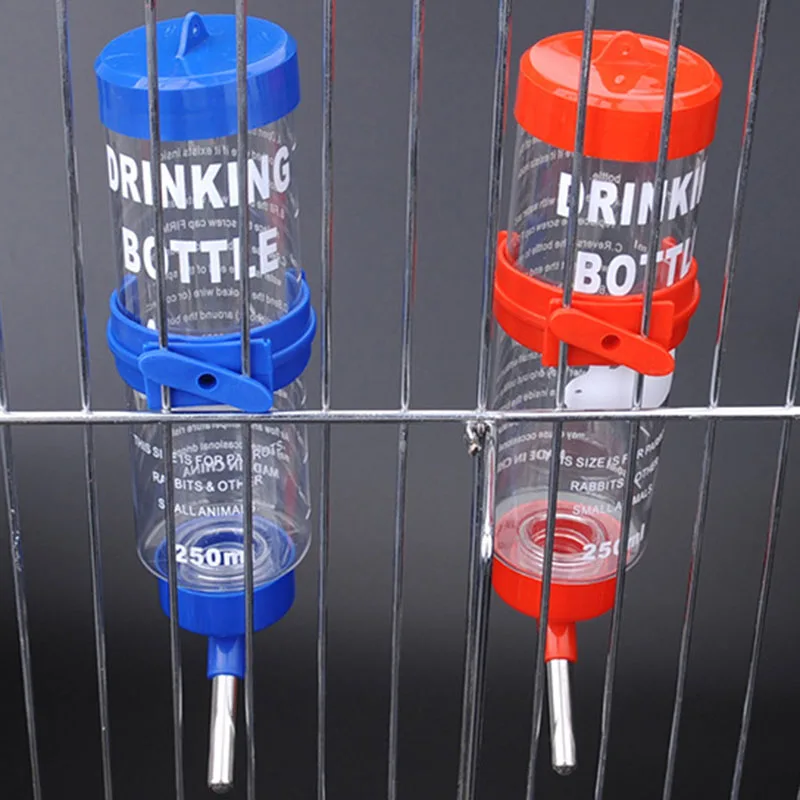 1pc 250ml Rabbit Hamster Drinking Hanging Bottle Plastic Pet Automatic Water Feeder for Small Pet