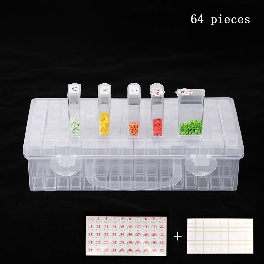 

New Plastic Diamond Painting Accessories 64pcs Bottles Container Storage Box Diamant Painting Holder Daimond painting Box