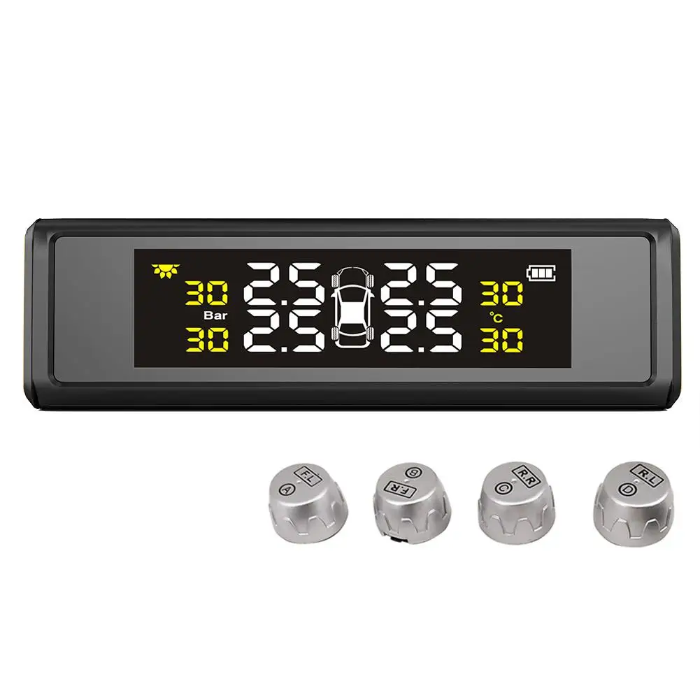 

Hot Selling Smart Car TPMS Tyre Pressure Monitoring System Solar Power Charging Digital LCD Display Auto Security Alarm Systems