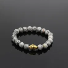 Faitheasy натуральный мрамор древнее золото бусина в форме головы Будды браслет из бисера эластичное украшение на нитке