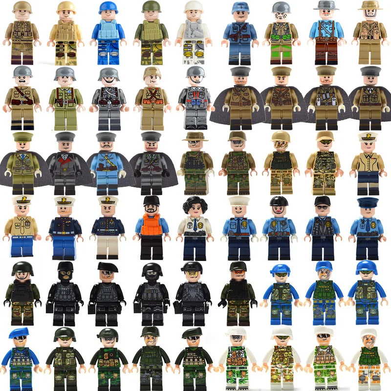24pcs Legoing Military Building Blocks Navy Army With Equipment DIY toys Figures Sets Brick Toy Compatible LegoING Kids Gift Toy