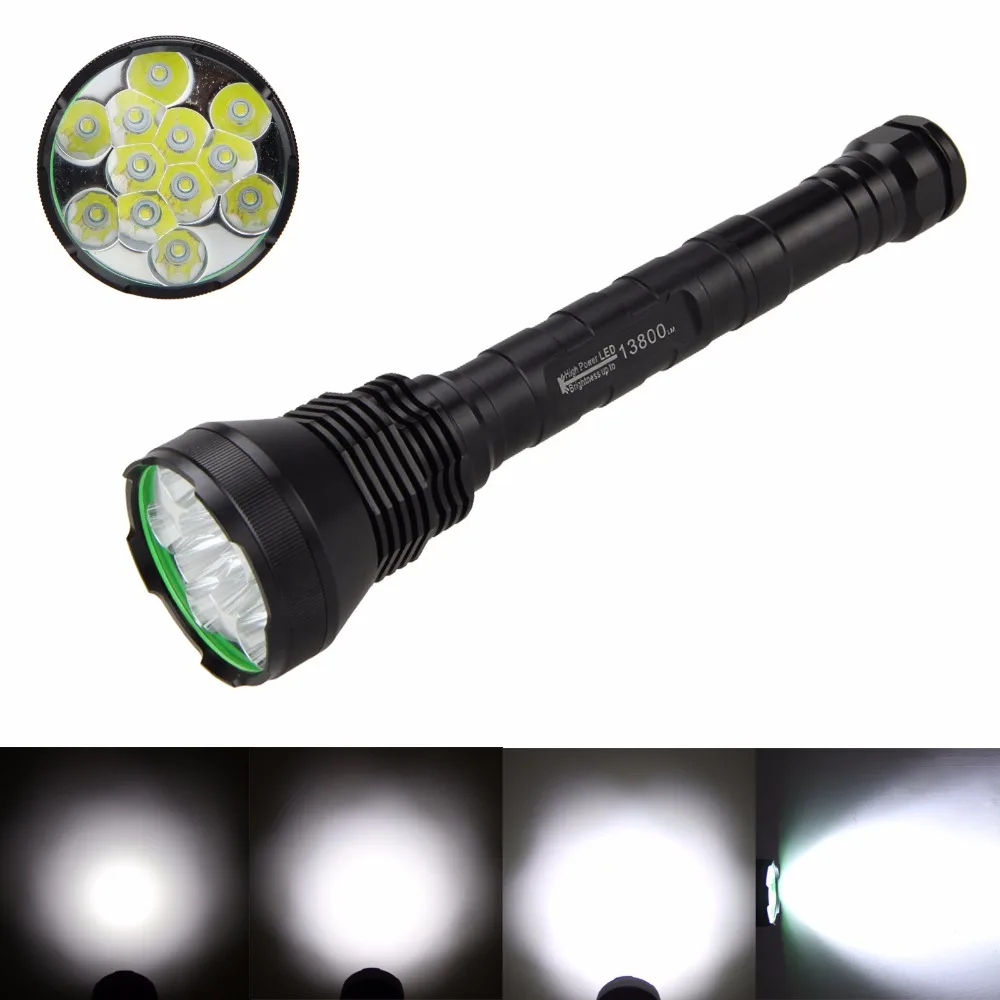

5 Modes Tactical Flashlight 13800 Lumen 12 x XM-L T6 LED Flashlight Military Torch Camping Lamp+3 pcs 26650 Battery+Charger