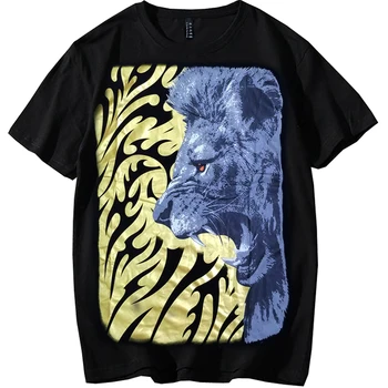 

Summer men plus size 2XL-8xl cotton t shirt Tees Print the Domineering Lion men's Casual short-sleeve T-shirt 160kg