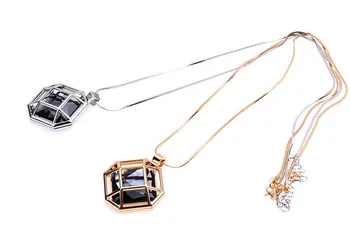 

DHL 500pcs Octagon Shape Cage Rhinestone Inside Fashion Pendant Long Chain Necklace Jewelry Charming For Women Scarf