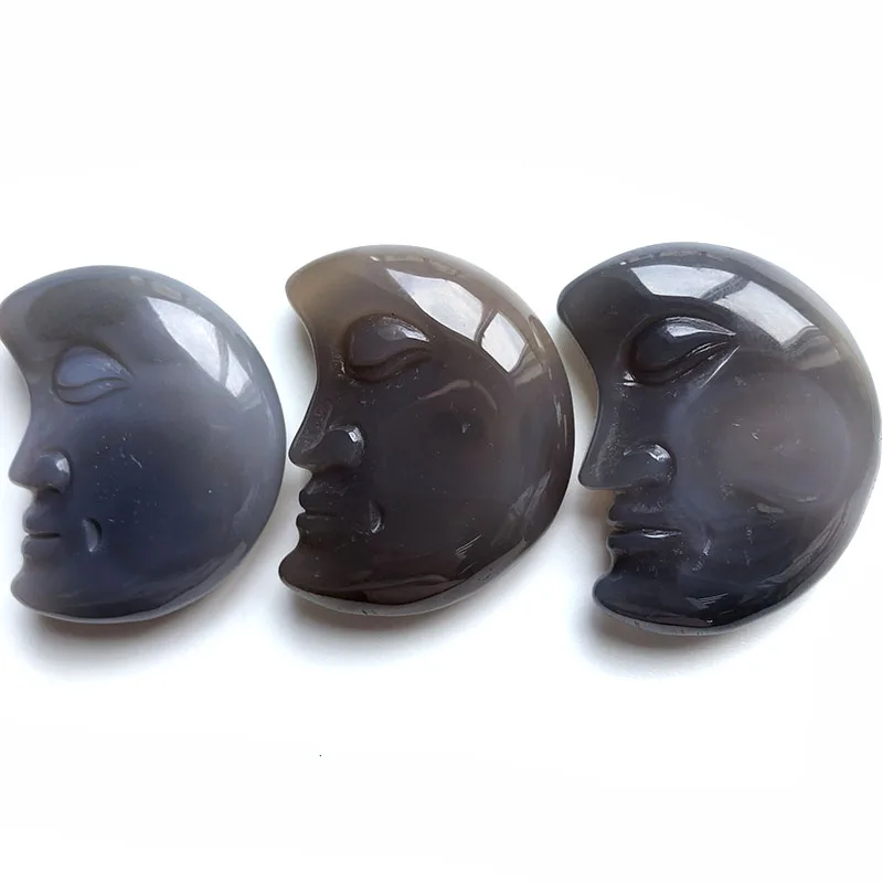 

Natural Crystal Agate Geode Moon Skull Pendant Crystal Hand Carved Polished Stone Healing For Women Gift Deco FYY