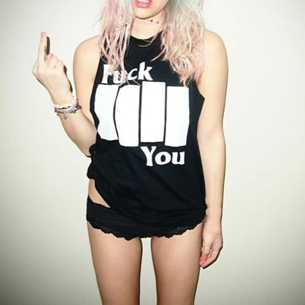 Cool Girls' Hot Sale New 2015 Summer T Women Harajuku Just Fuck Sleevesless Tshirt Loose Tops Letter Printed T shirt|t-shirt transformation|t-shirt polyesterwomens cropped t shirts - AliExpress