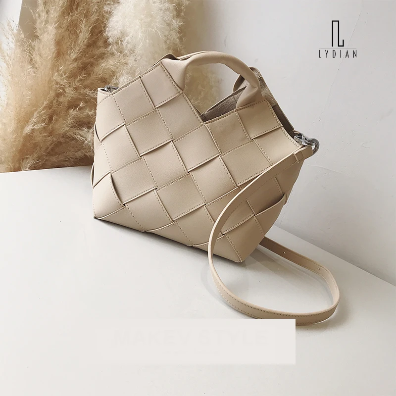 

2018 New Rhombic Woven Bag Ladies Casual Fashion Single Shoulder Messenger Bag Personality Trend Handbags Women Bag Brown Totes