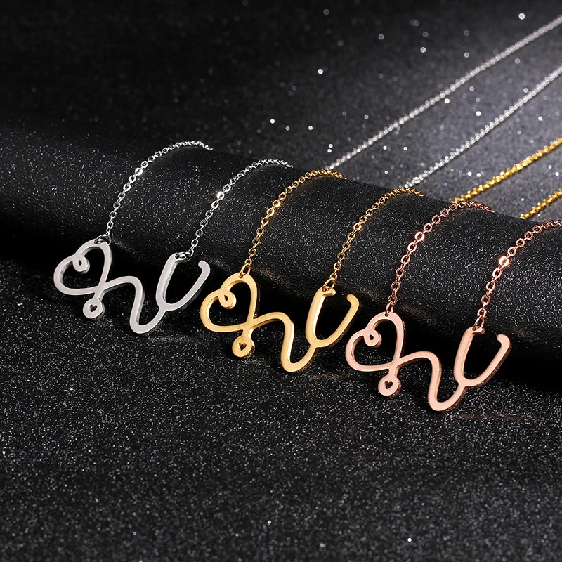 

Korean titanium steel female short exquisite personality doctor stethoscope necklace