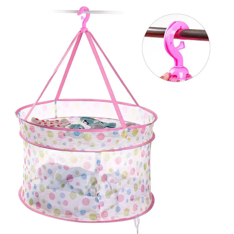 

Sealed Double Nylon Clothes Basket Foldable Windproof Clothesline Tile Drying Clothes Hanging Clothes Nets Drying Laundry Hooks