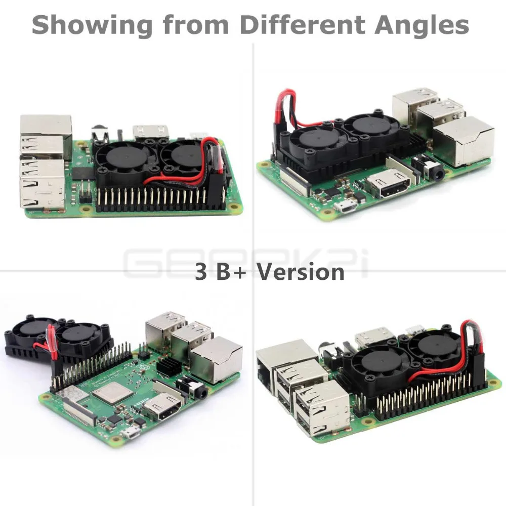GeeekPi двойной вентилятор дополнительная версия! Радиатор кулер с двумя охлаждающими вентиляторами для Raspberry Pi 4 Модель B/3 B Plus/3 B