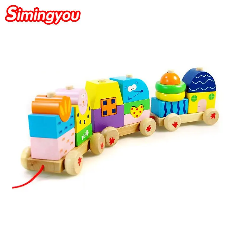 

Simingyou Wooden Puzzle Color Printing Colorful Detachable Trains Montessori Toys For Children B40-A-28 Drop Shipping