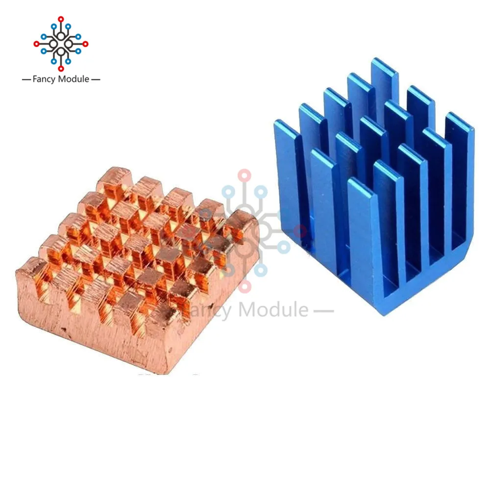

1Set 2Pcs Copper Aluminium Cooling Heat Sink Fan Kit For Raspberry Pi 3 Raspberry Pi 2 B+