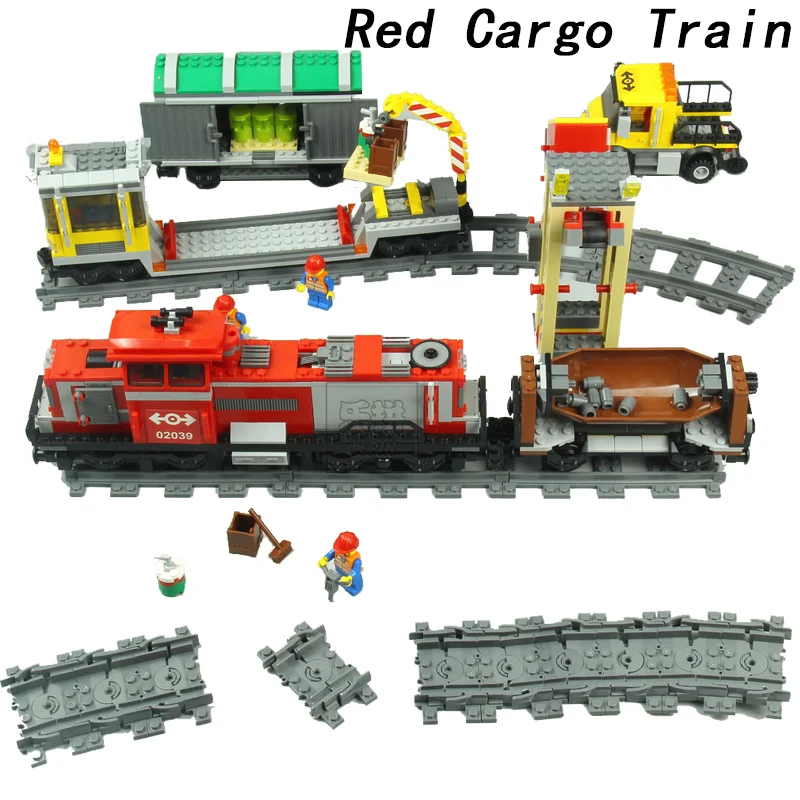 

LEPIN 02039 Red Cargo Train City Remote Control RC Building Blocks Bricks Toys DIY For Boys oyuncak Compatible with legoing 3677