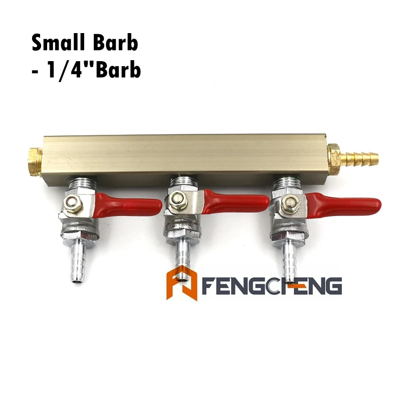 

3-way Air Distributor CO2 Splitter Gas Manifold (Select 1/4"barb, 5/16"barb or 1/4"MFL) Homebrew Kegging 100% No Leakage