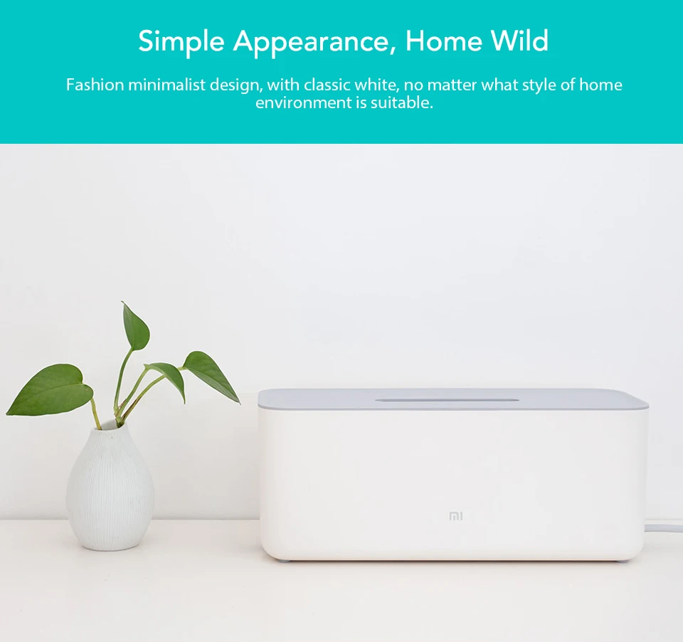 Xiaomi Power Cable Collector Cable Storage Box Cord Organizer ABS Storage Box Detachable Cover Simple and Stylish Design White (14)