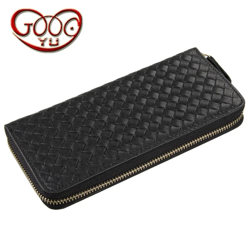 

High-grade leather braid vertical square long wallet European and American style business first layer leather Doka bit wallet