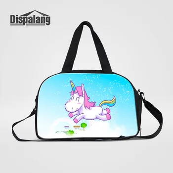 

Women Custom Travel Duffle Bags Cute Cartoon Unicorn Weekend Bag Handbag For Student Girls Canvas High Quality Overnight Duffel