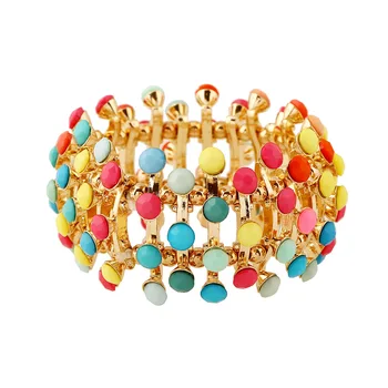 

Fine Adjustable Alloy Resin Multicolor Bangle Bracelet Luxury Big Chunky Fine Women Bracelet Jewelry for Wedding Party Gifts