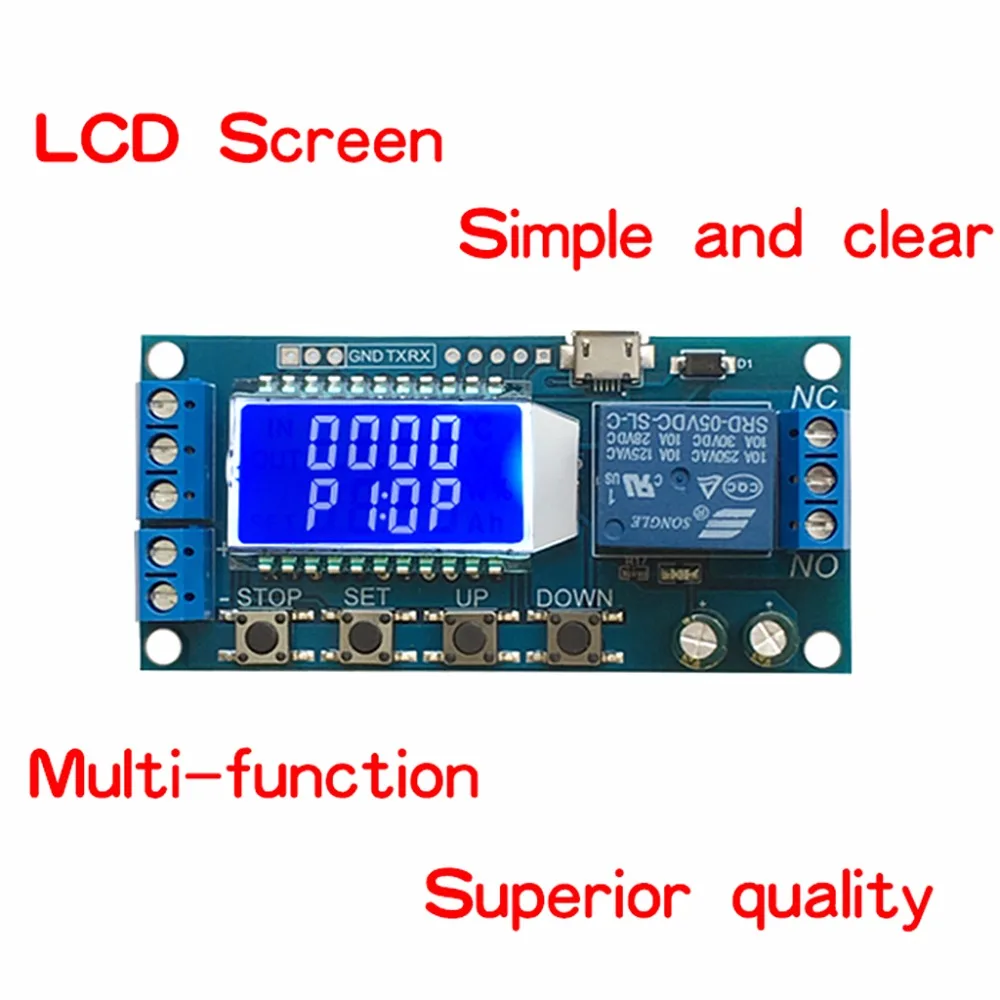 DC 6-30V Поддержка Micro USB 5V ЖК-дисплей таймер задержки цикла реле автоматизации