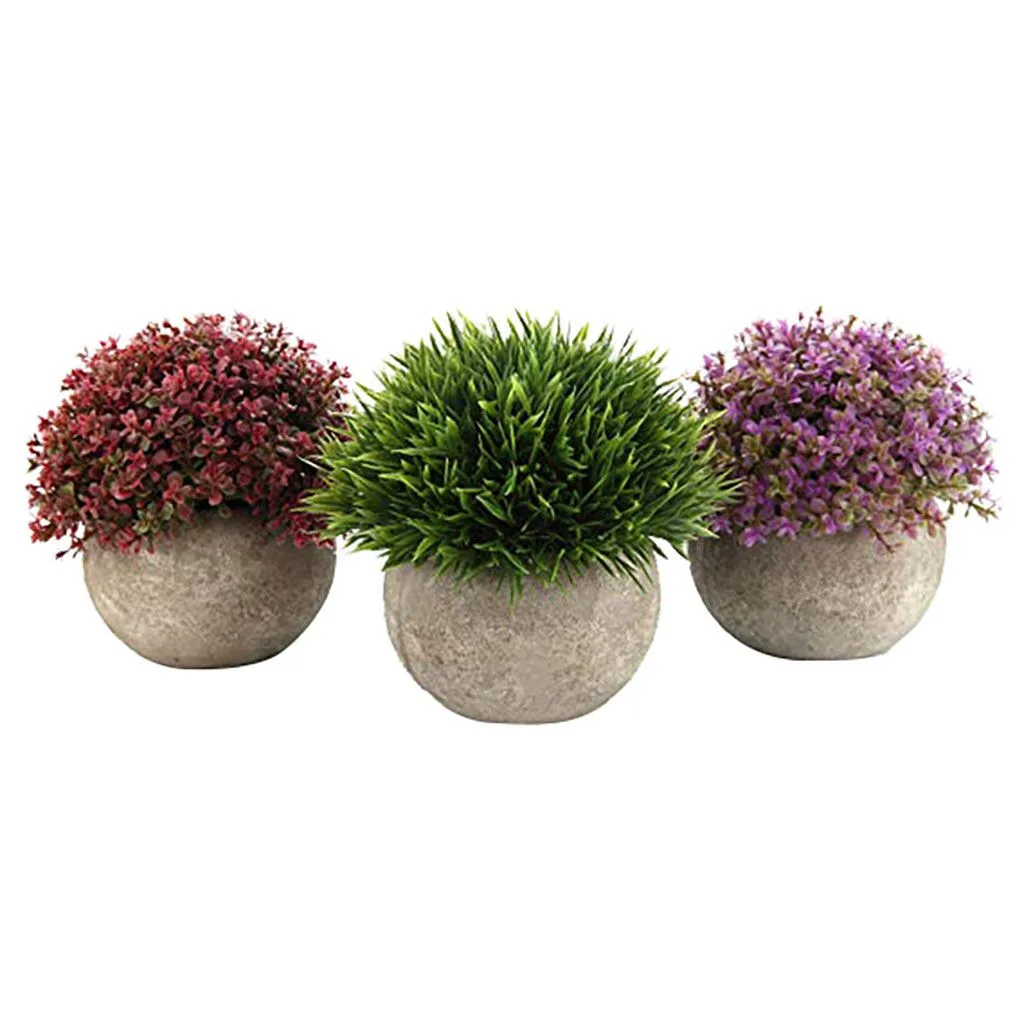 Set of 3 people with gray pots for green bonsai art factory retro