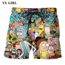 Прямая поставка, мужские летние повседневные шорты, модные мужские пляжные шорты с 3D принтом Рик и Морти, свободные штаны с завязками