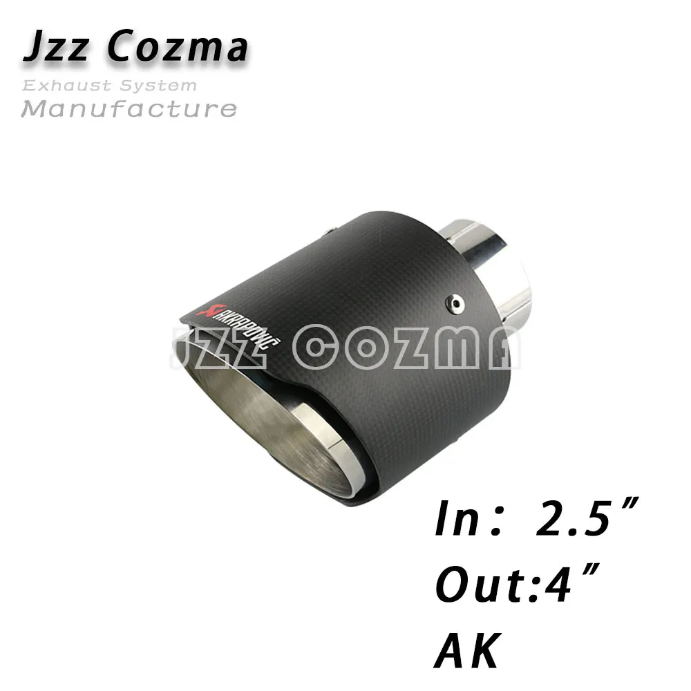 Jzz Cozma 2,2" впускная выхлопная труба для 3,5"/" /4,5" выход из углеродного волокна akrapovic выхлопная труба с выхлопными наконечниками зажим - Цвет: Matt S IN2.5 OUT4