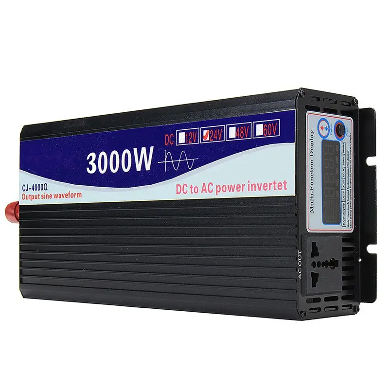 Интеллигентая(ый) солнечной инвертор с чистым синусом 12 V/24 V до 110V 3000 W/4000 W/5000 W/6000 W Мощность конвертер адаптер ЖК-дисплей Экран