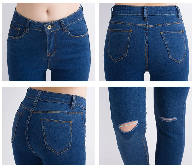 2019, женские рваные джинсы, женские обтягивающие, с дырками, модные, повседневные, брендовые, узкие, джинсовые штаны, брюки, Pantalon Femmes