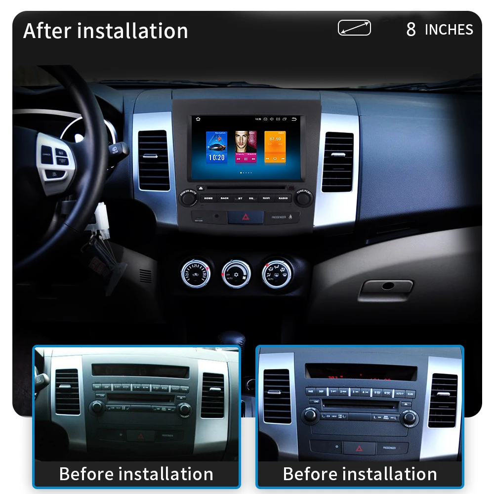 Автомагнитола 2DIN 8 дюймов Android 2007 GPS для Mitsubishi Outlander 2008 2009 2010 2011 2012 2013 Поддержка Rockford