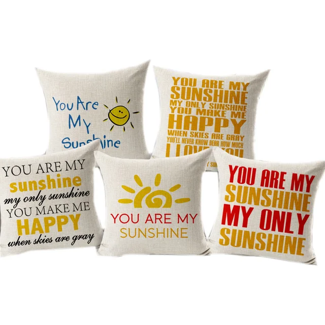 You Are My Sunshine Best Gife Thick Linen Cushion With No Filling You Are My Sunshine Best Gife Thick Linen Cushion With No Filling 45x45cm Home Decorative Pillow