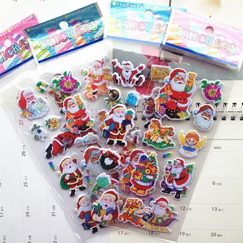 

5Pcs Christmas DIY Gifts Sticker 3D Bubble Sticker Decoration Cartoon Santa Claus Bell Stickers New Year Xmas Sticky Stamp