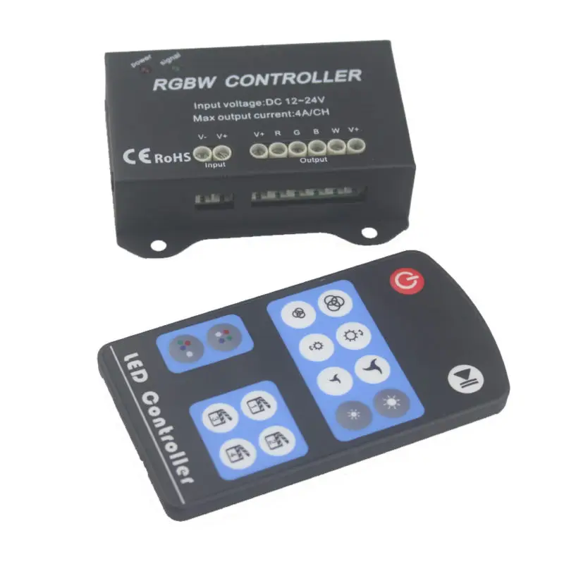 

DC12V 24V led rgbw controller rf remote control 4 channel 39 kinds small modes RGB and RGBW lamps output 16A 192W/12V 384W/24V